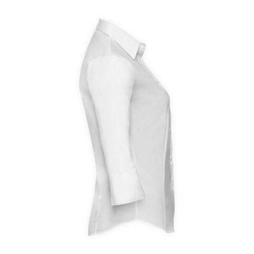 White cotton blouse with added stretch for women.