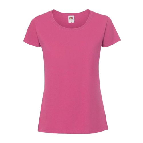 Fuchsia cotton women's t-shirt with short sleeves.