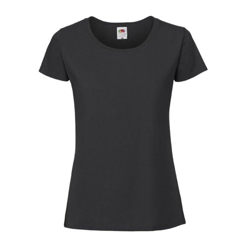 Black cotton women's t-shirt with short sleeves and round neck.