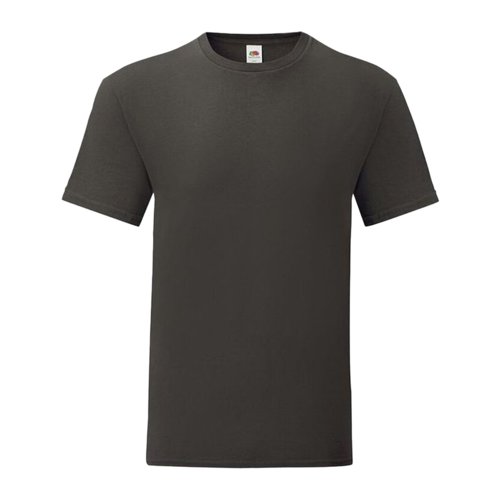 Dark gray cotton T-shirt with short sleeves and a round neckline.