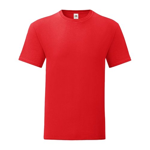 Red cotton men's T-shirt with short sleeves.