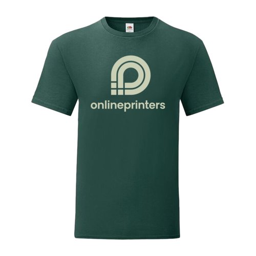 Green cotton T-shirt for men with short sleeves and a round neck.