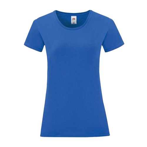 Royal blue cotton T-shirt for women with short sleeves.