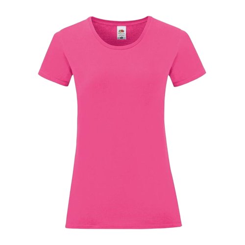 Fuchsia cotton T-shirt for women with short sleeves.