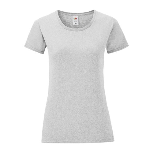 Light gray cotton T-shirt for women with short sleeves.