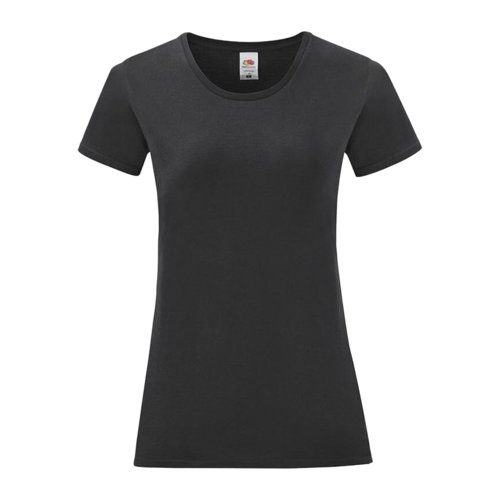 Black cotton women's T-shirt with short sleeves.