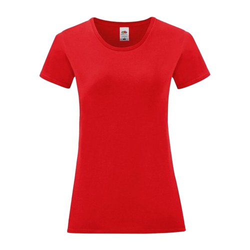 Red women's T-shirt in cotton with short sleeves.