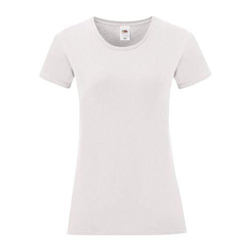 White cotton T-shirt for women with short sleeves and round neck.