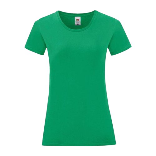 Green cotton T-shirt for women with crew neck and short sleeves.