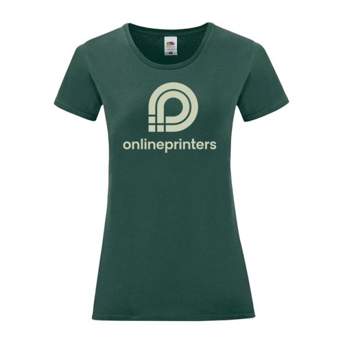 Green cotton T-shirt for women with short sleeves.