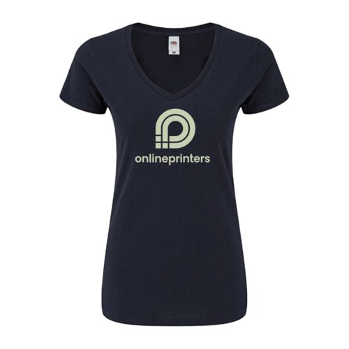 Dark blue women's V-neck T-shirt.