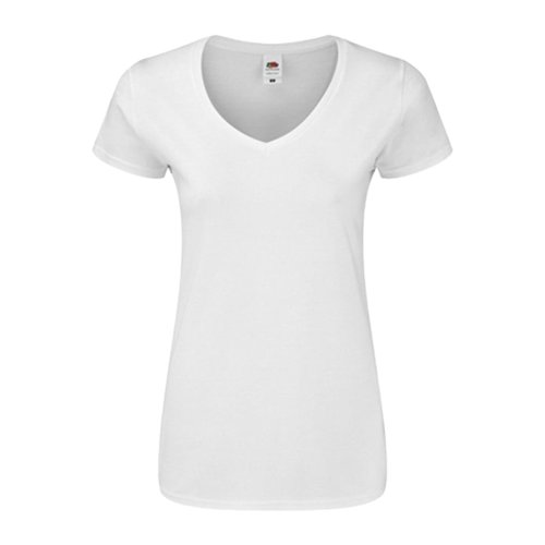 White cotton women's V-neck T-shirt.
