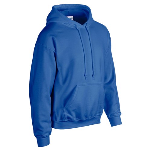Royal blue cotton-polyester men's hoodie with kangaroo pocket and hood.