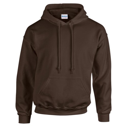 Dark brown cotton-polyester hoodie for men with hood and kangaroo pocket.