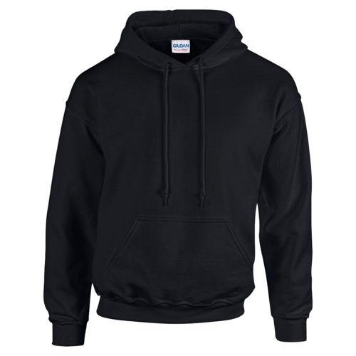 Black cotton-blend hoodie with hood and kangaroo pocket.