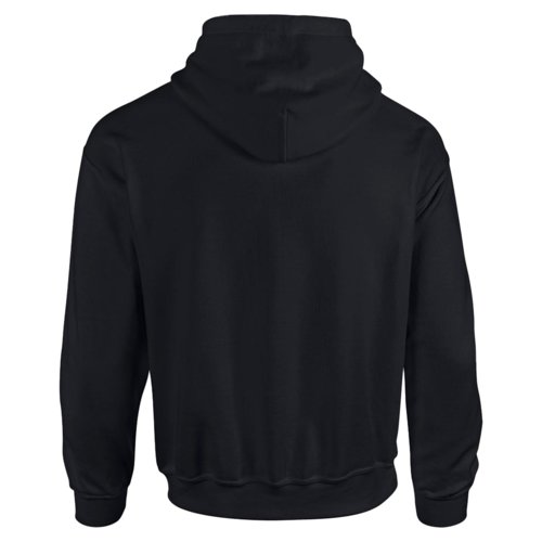 Black cotton-blend hoodie with hood and kangaroo pocket.