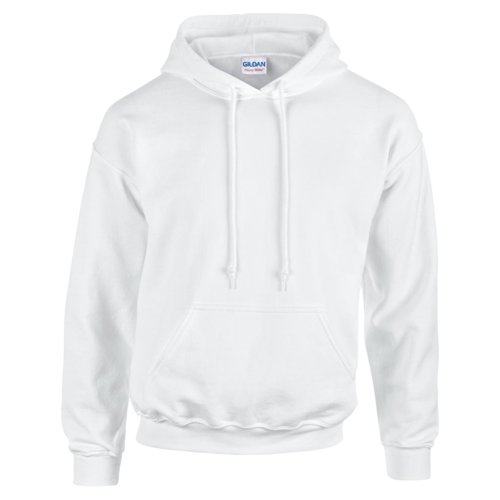 White cotton-blend hoodie with hood and kangaroo pocket.