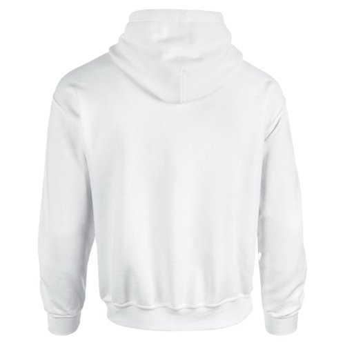 White cotton-polyester men's hoodie with hood.