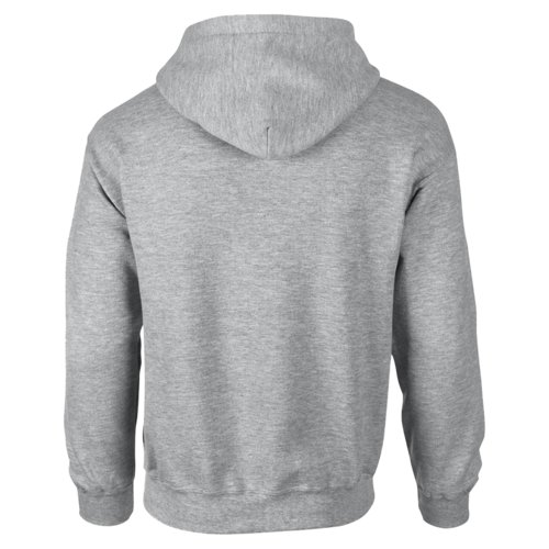 Gray cotton-blend hoodie with hood and kangaroo pocket.