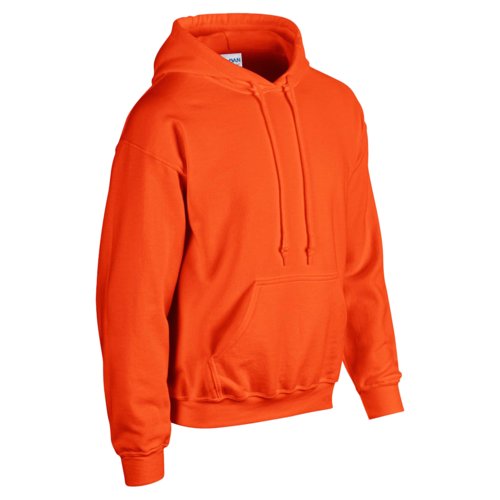 Orange cotton blend hoodie with hood and kangaroo pocket.