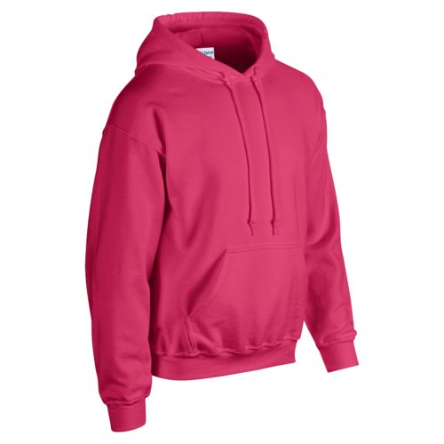 Pink cotton blend hoodie with hood and kangaroo pocket for men.