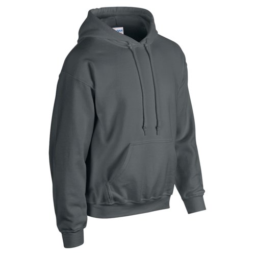 Anthracite cotton-polyester hoodie for men with hood and kangaroo pocket.