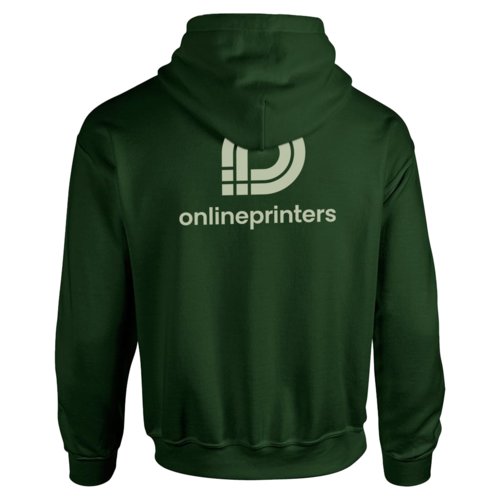 Dark green cotton-blend hoodie with hood and kangaroo pocket.
