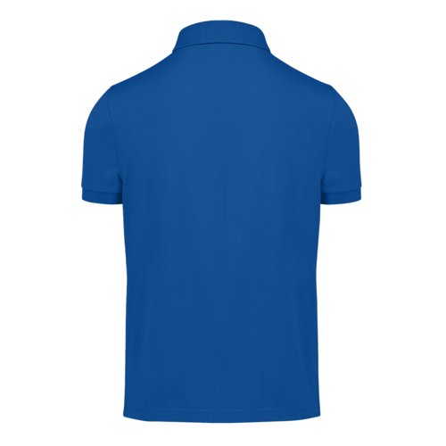 Royal blue cotton polo shirt for men with short sleeves.
