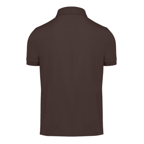 Dark brown cotton polo shirt for men with a short button placket.