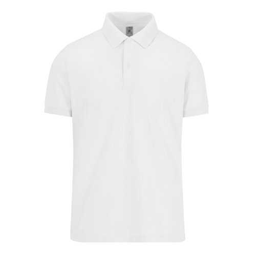 White cotton polo shirt for men with short button placket.