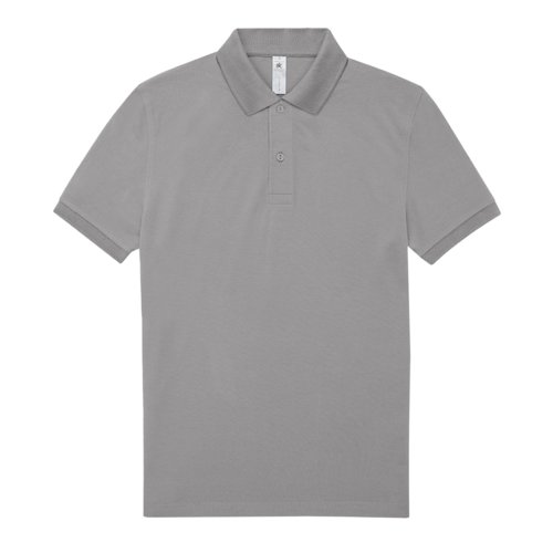 Gray cotton polo shirt for men with short sleeves.
