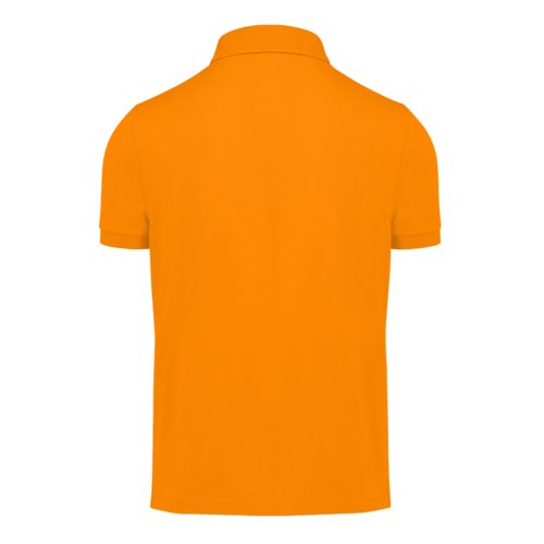 Orange cotton polo shirt for men with short sleeves.