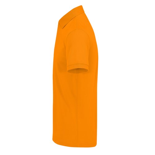 Orange cotton polo shirt for men with short sleeves.