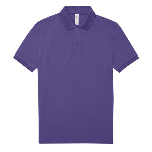 Violet cotton polo shirt for men with a short button placket.