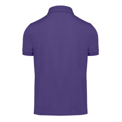 Violet cotton polo shirt for men with a short button placket.