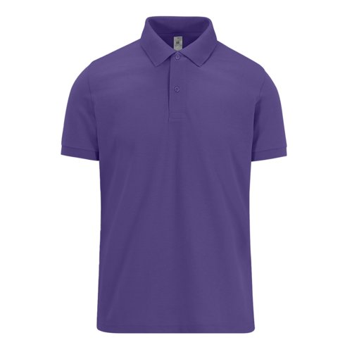 Violet cotton polo shirt for men with short button placket.