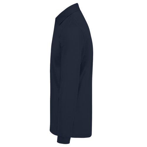 Navy blue cotton polo shirt with long sleeves for men.