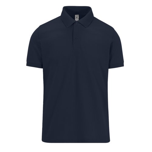 Navy-blue cotton polo shirt for men with a short button placket.