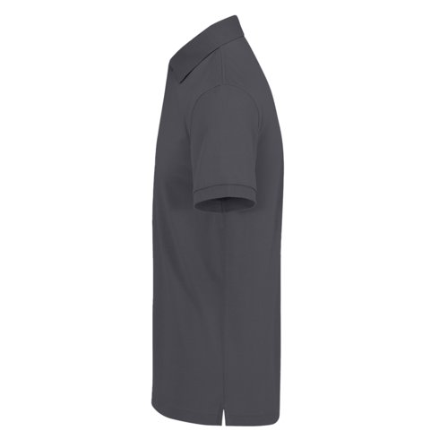 Dark grey cotton polo shirt for men with short sleeves.