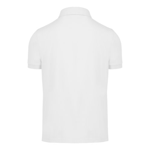 White cotton polo shirt for men with a short button placket.