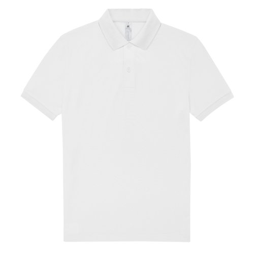 White cotton polo shirt for men with a short button placket.