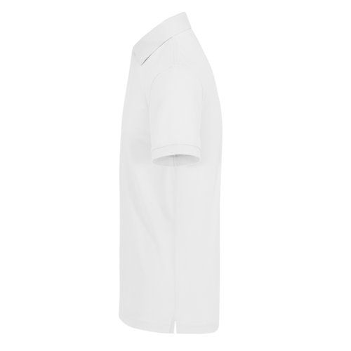 White cotton polo shirt for men with short button placket.