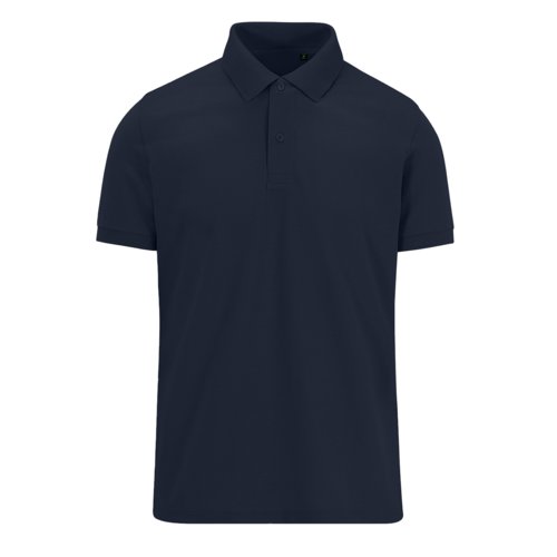 Navy blue cotton blend polo shirt for men.