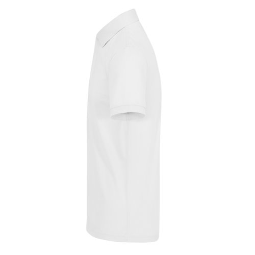 White polo shirt made of recycled polyester and cotton for men.