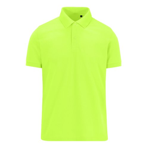 Apple green polo shirt made of recycled polyester and cotton for men.
