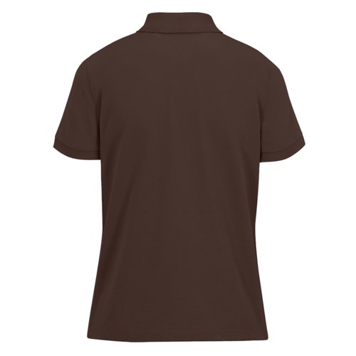 Dark brown cotton polo shirt for women with short sleeves.