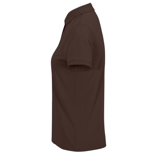 Dark brown cotton polo shirt for women with short sleeves.