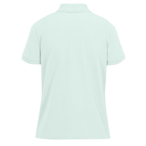 Mint green women's polo shirt made of cotton with a short button placket.