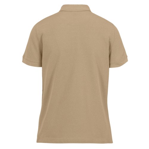 Brown cotton polo shirt for women with short sleeves.