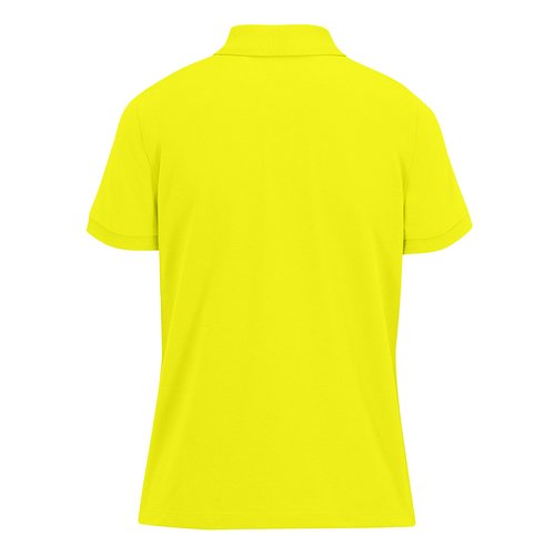 Apple green cotton polo shirt for women with a short button placket.